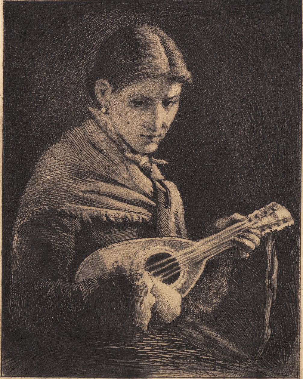 Joven con mandolina de Frans Schwartz
