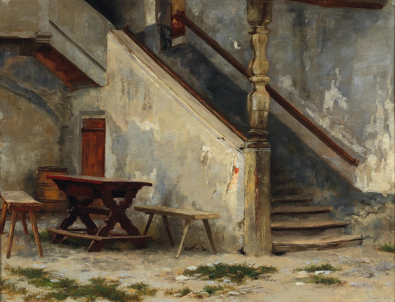 Pasillo con escalera de Franz Defregger