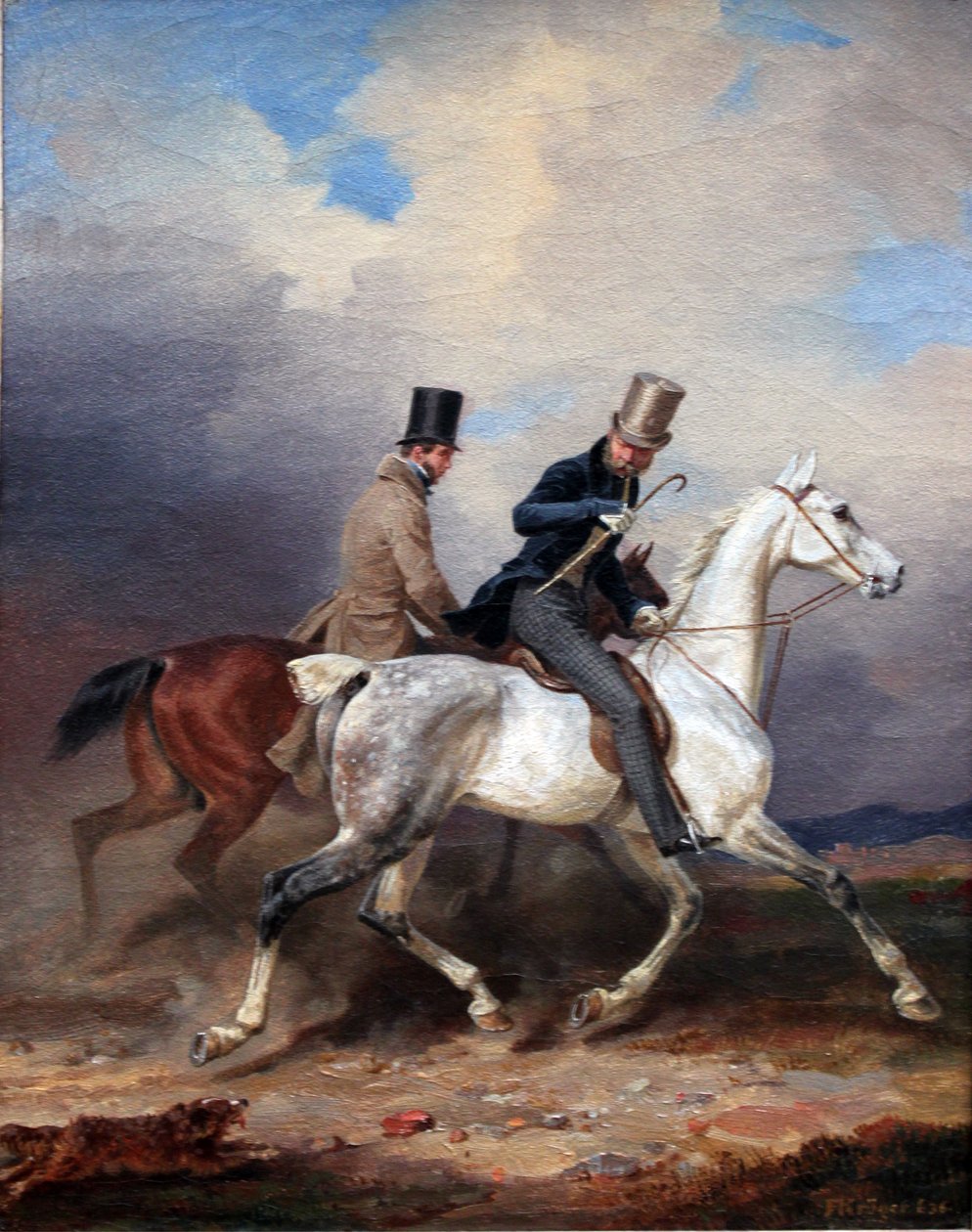 El príncipe Wilhelm cabalgando en compañía del artista de Franz Krüger