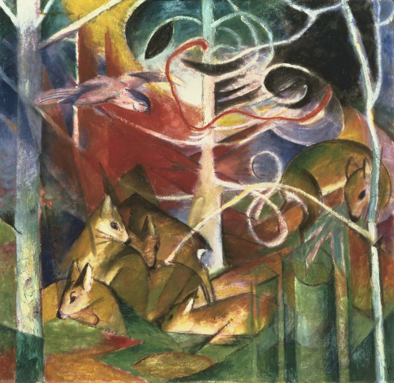 Ciervos en el bosque I de Franz Marc