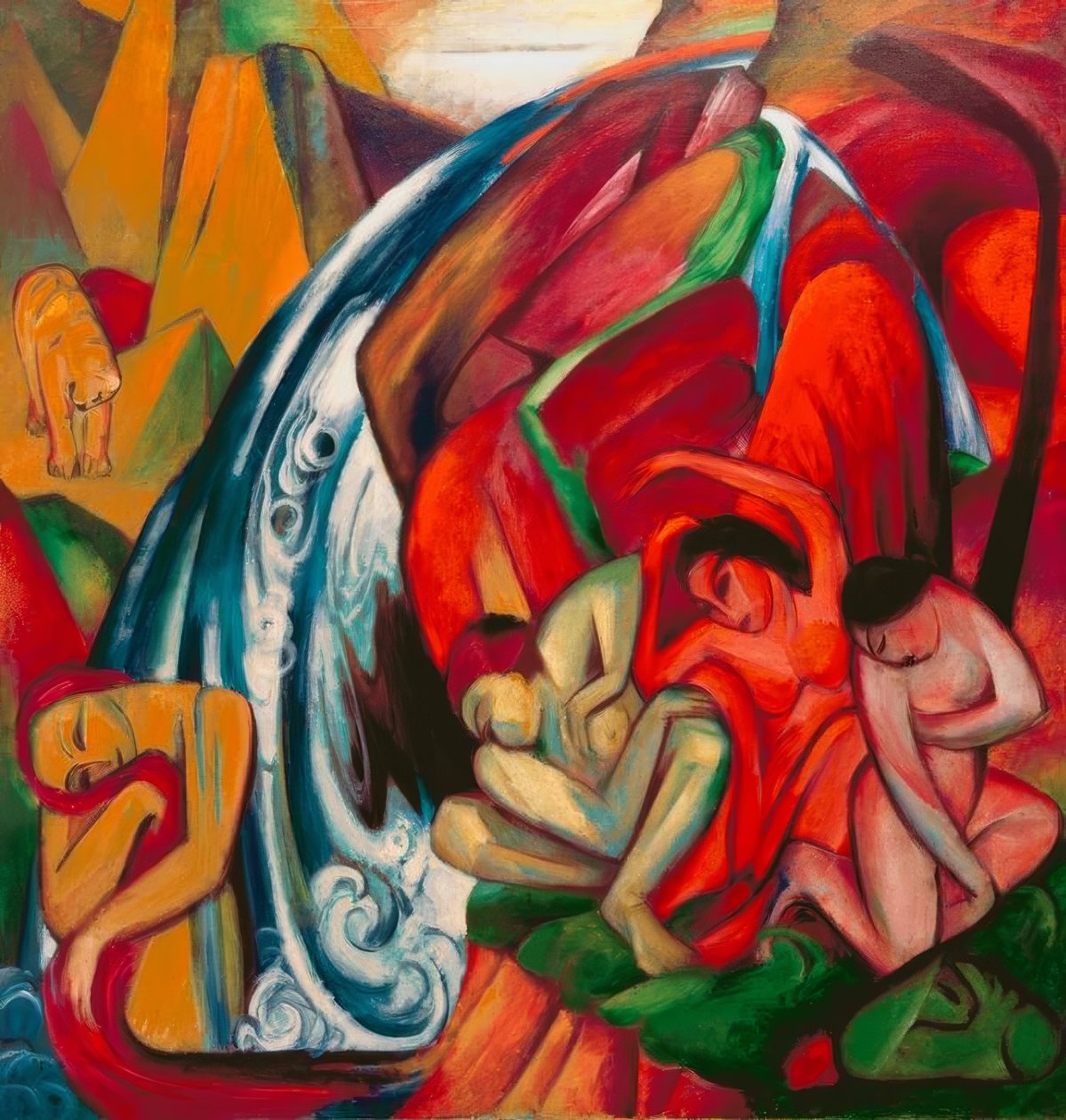 La cascada (Mujeres bajo una cascada) de Franz Marc