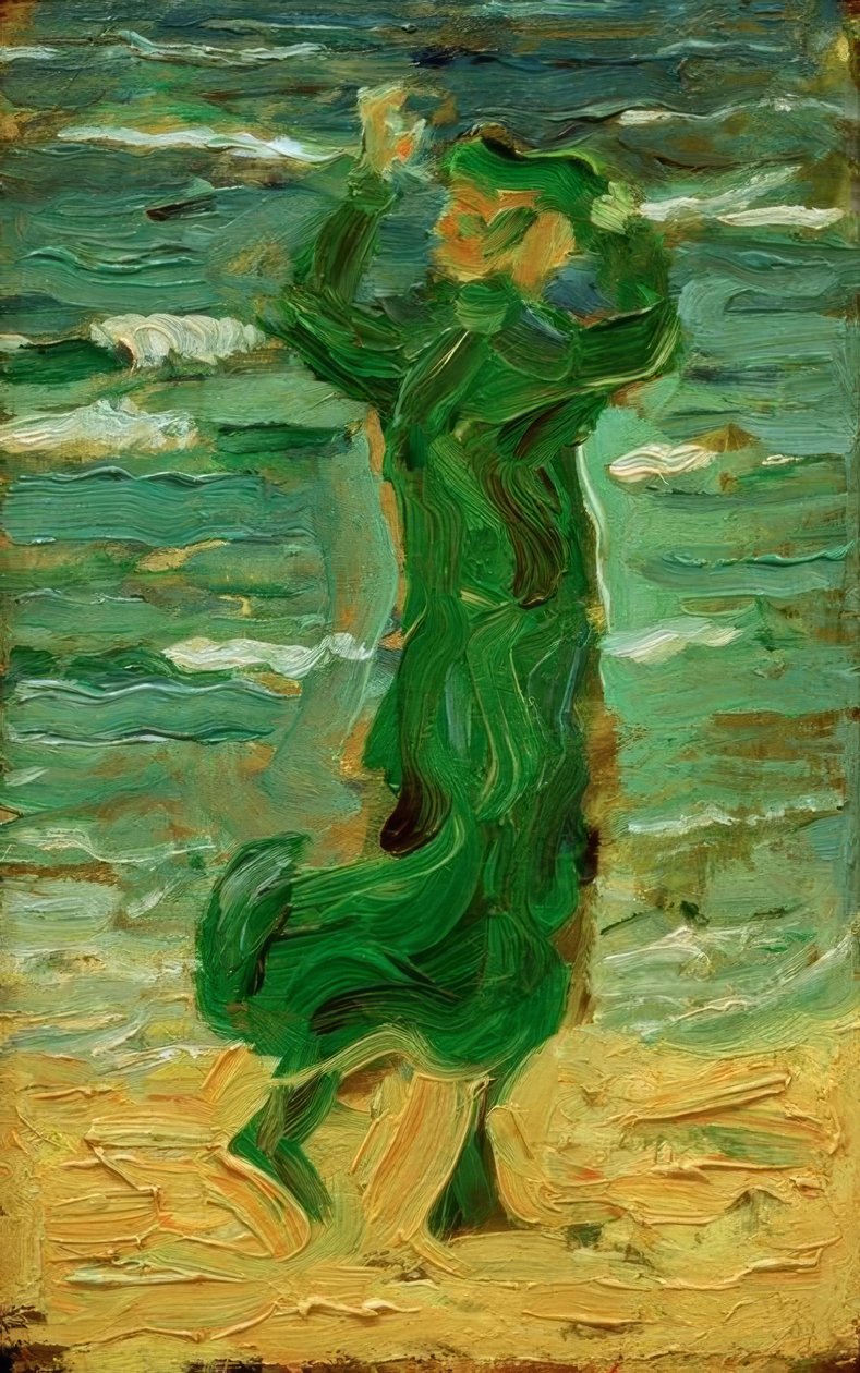 Mujer en el viento junto al mar de Franz Marc