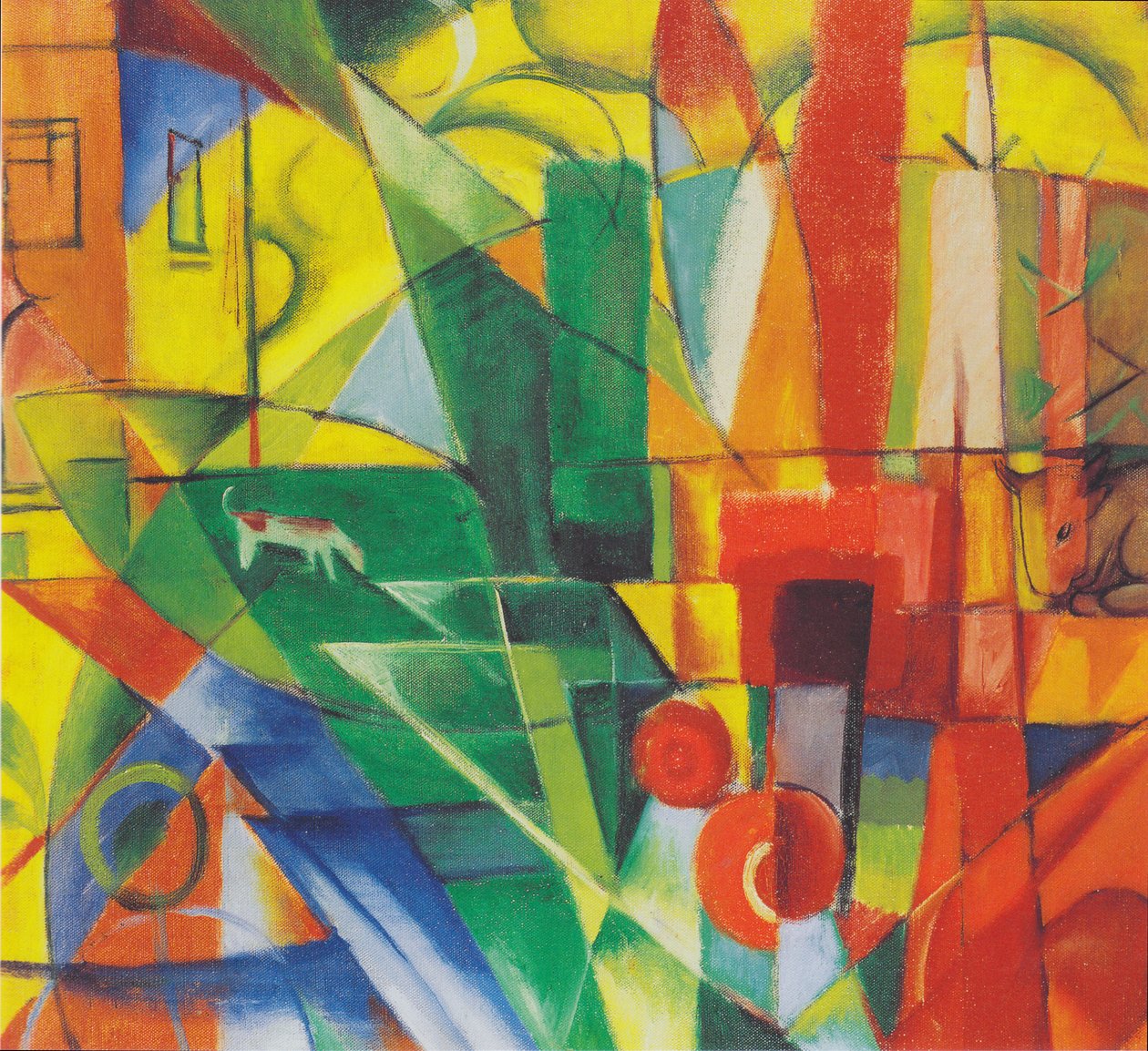 Paisaje con Casa, Perro y Ganado de Franz Marc