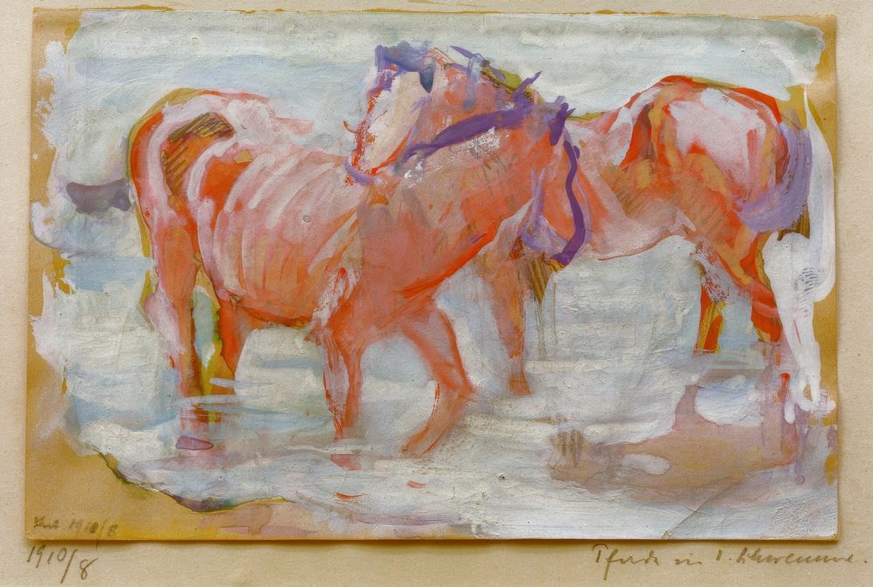 Caballos en el abrevadero de Franz Marc