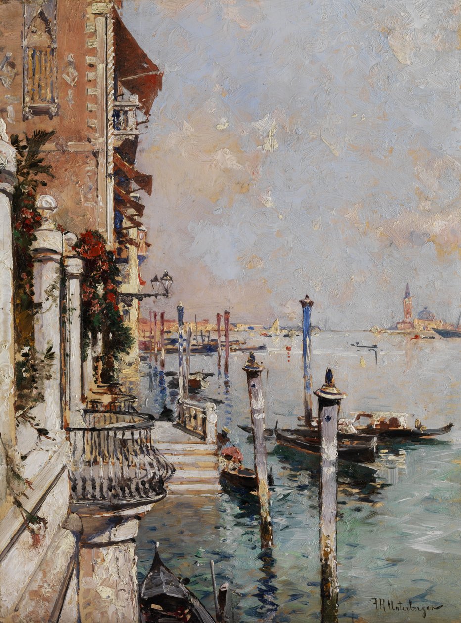 Venecia, vista desde un canal hacia la iglesia de San Giorgio de Franz Richard Unterberger