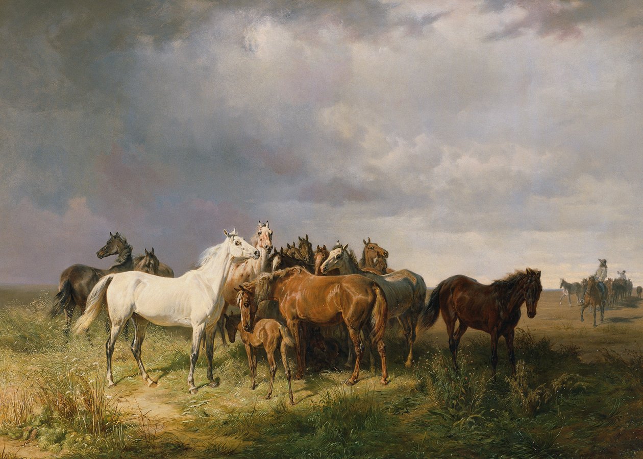 Caballos en la Puszta de Franz Adam