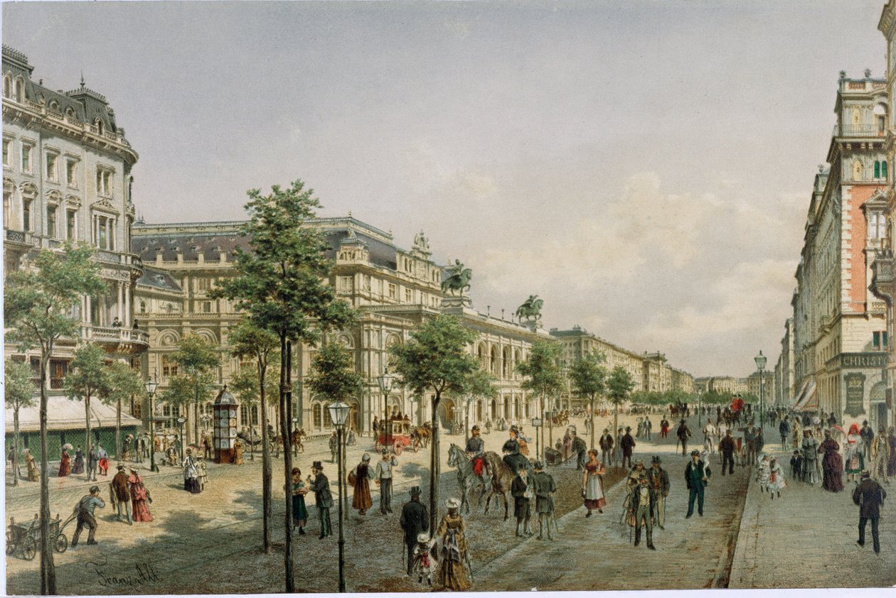 La Ópera de Viena poco después de su finalización ... de Franz Alt