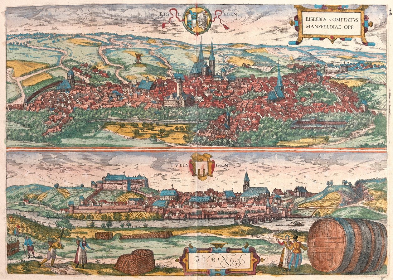 Eisleben y Tubinga, Alemania (grabado) de Franz Hogenberg