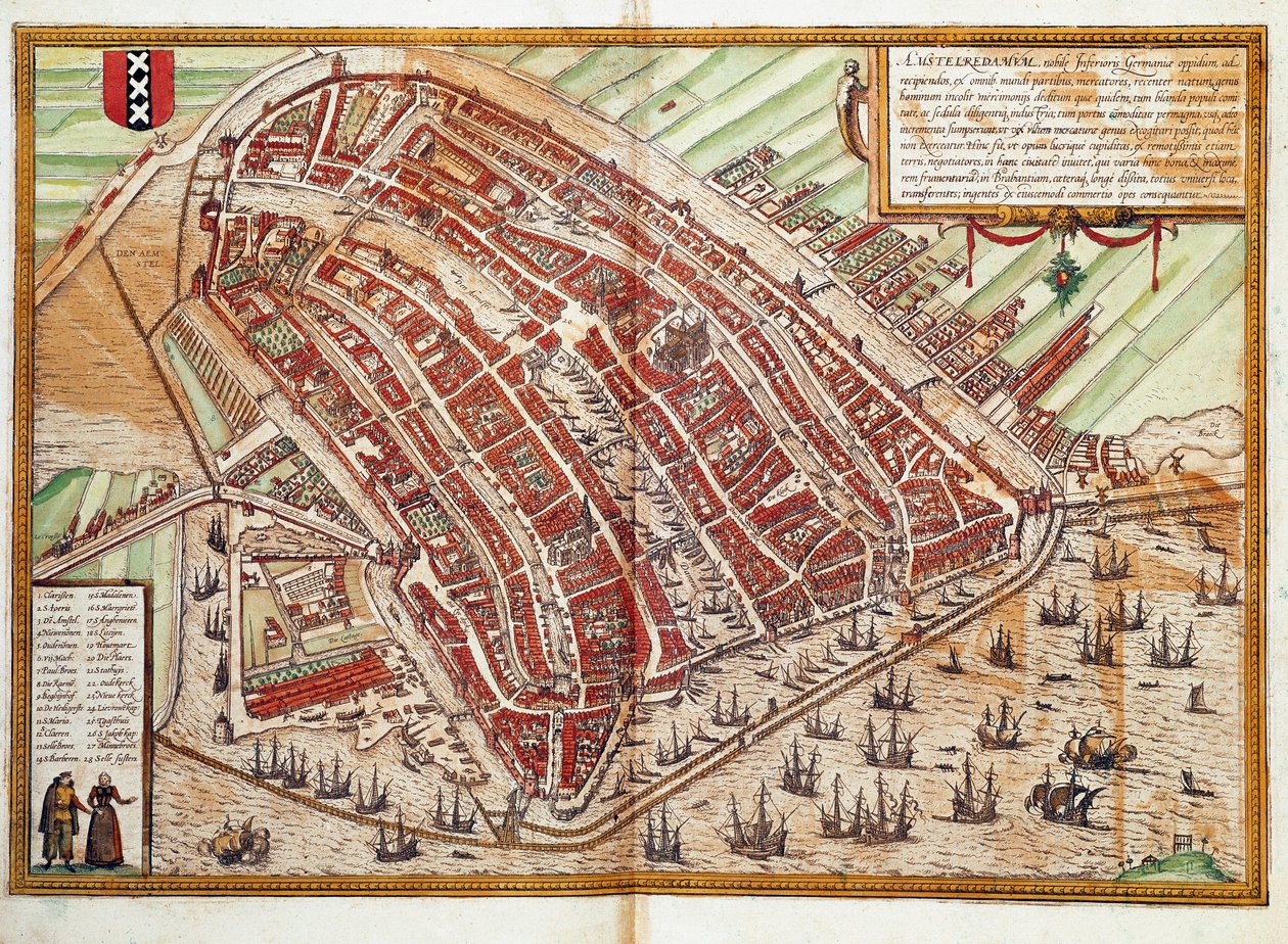 Mapa de Ámsterdam (grabado) de Franz Hogenberg