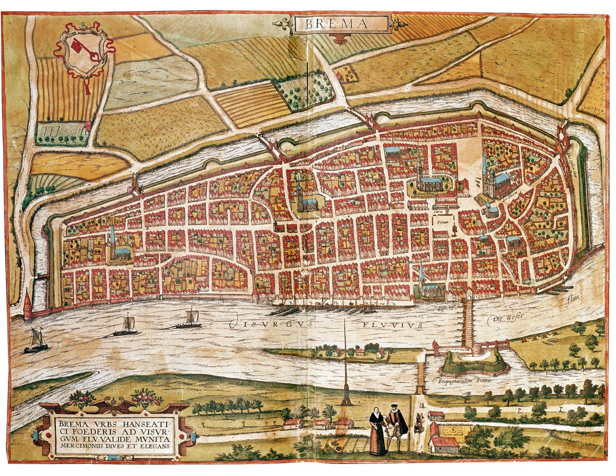 Mapa de Bremen (grabado) de Franz Hogenberg