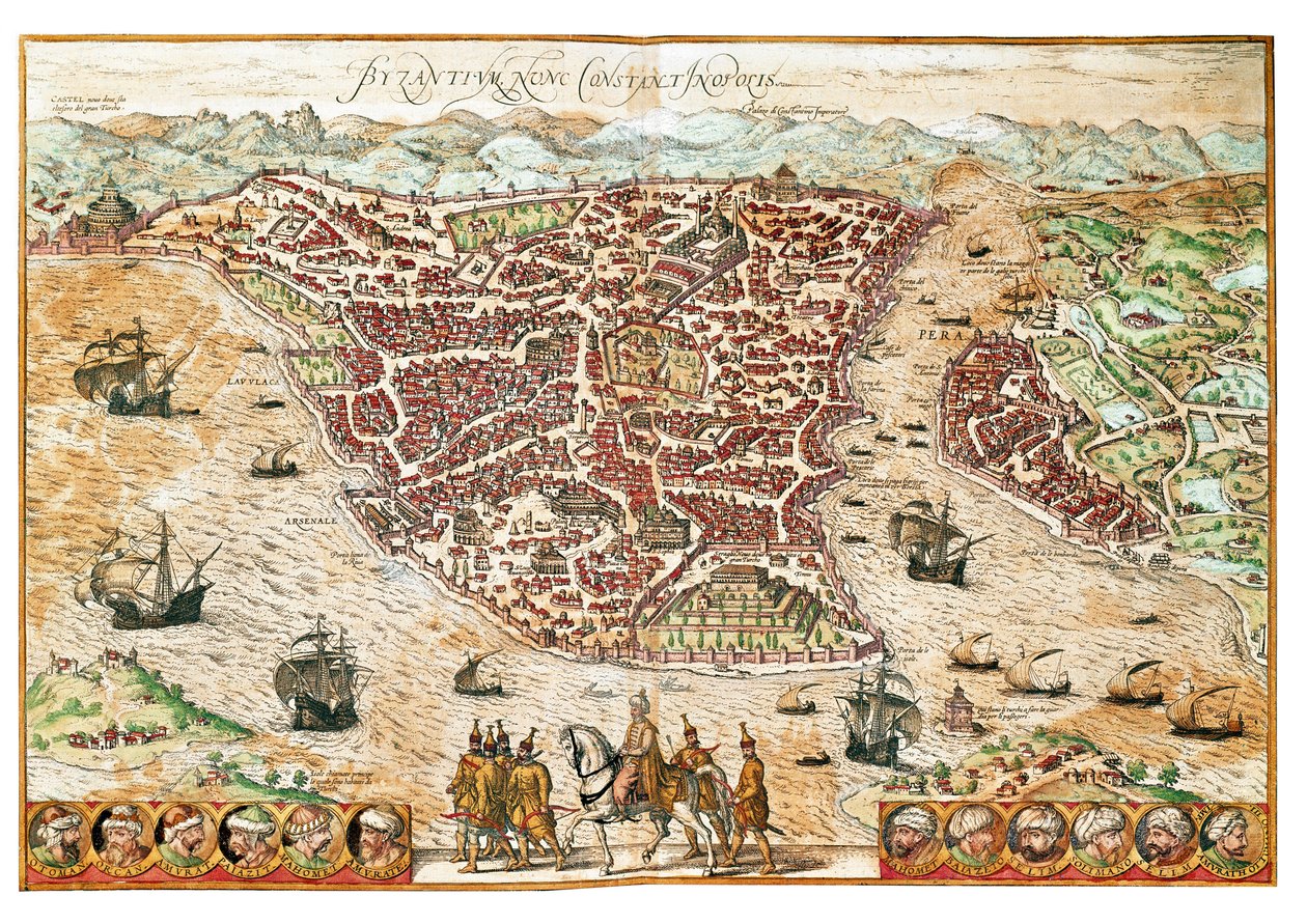 Mapa de Bizancio (grabado) de Franz Hogenberg