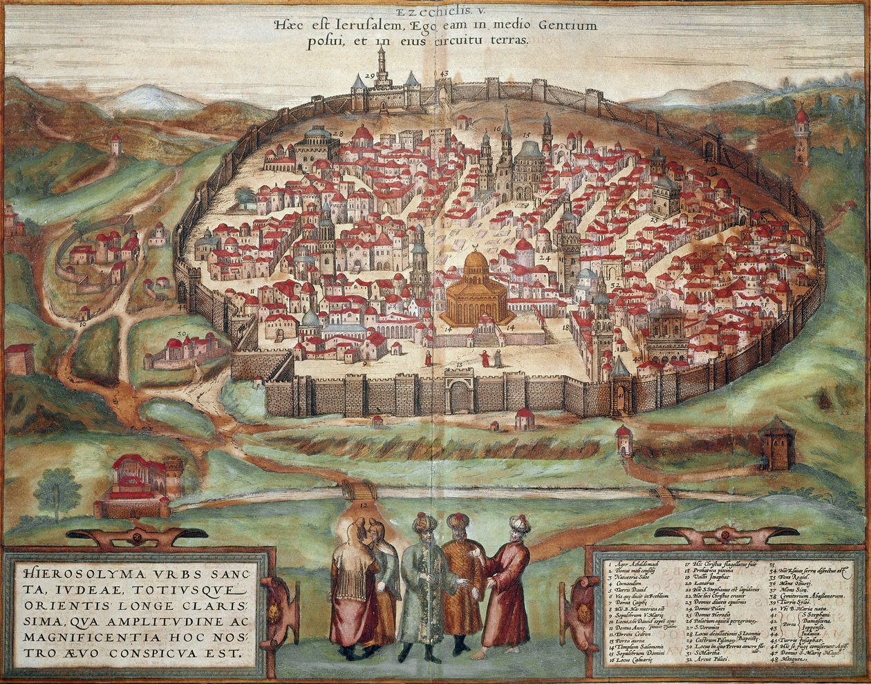 Mapa de Jerusalén (grabado) de Franz Hogenberg