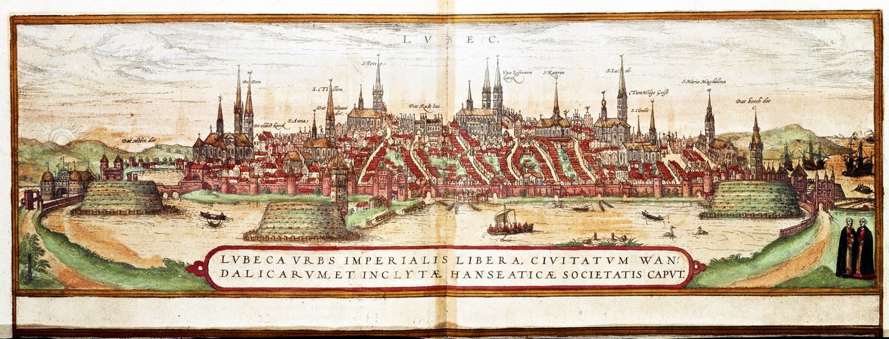 Mapa de Lubeck (grabado) de Franz Hogenberg