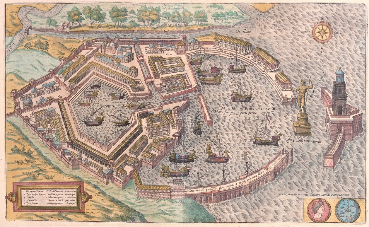 Ostia, Antigua Roma, Italia (grabado) de Franz Hogenberg