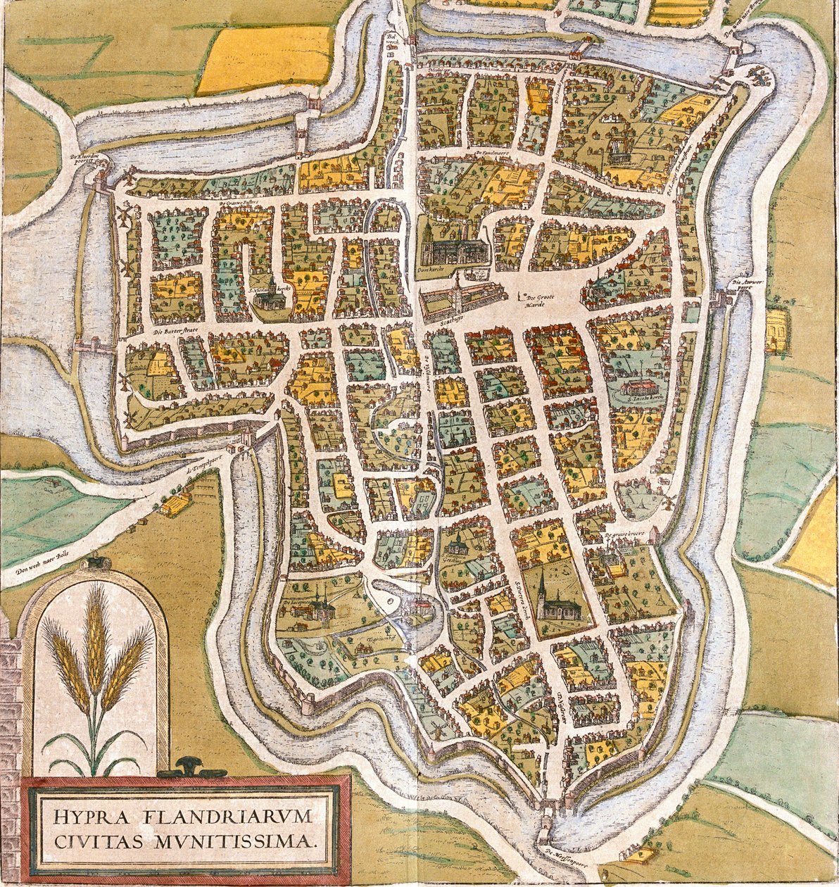 Plano de Ypres (Hypra), Bélgica de Franz Hogenberg