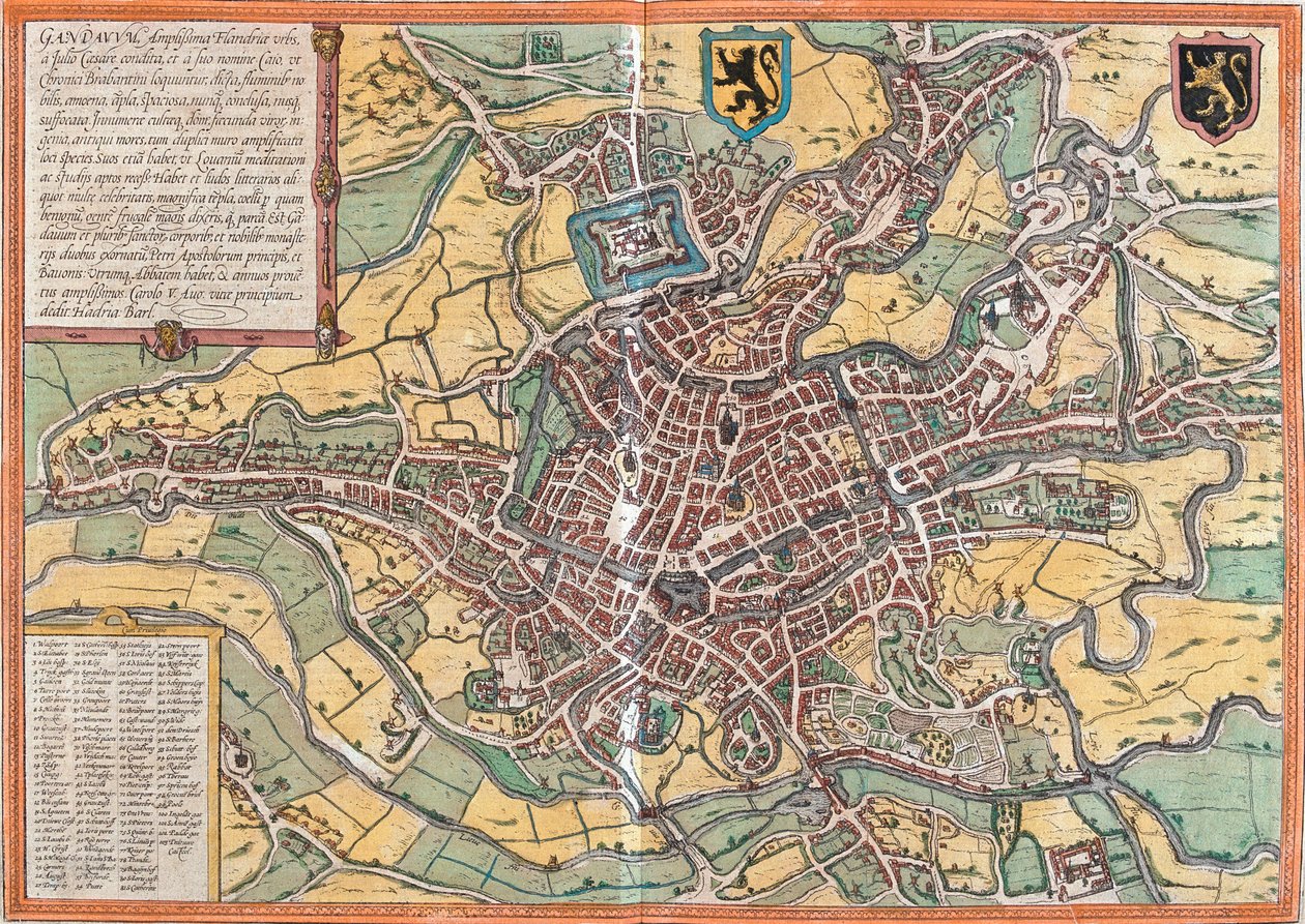Plano de Gante (Gandauum), Bélgica de Franz Hogenberg