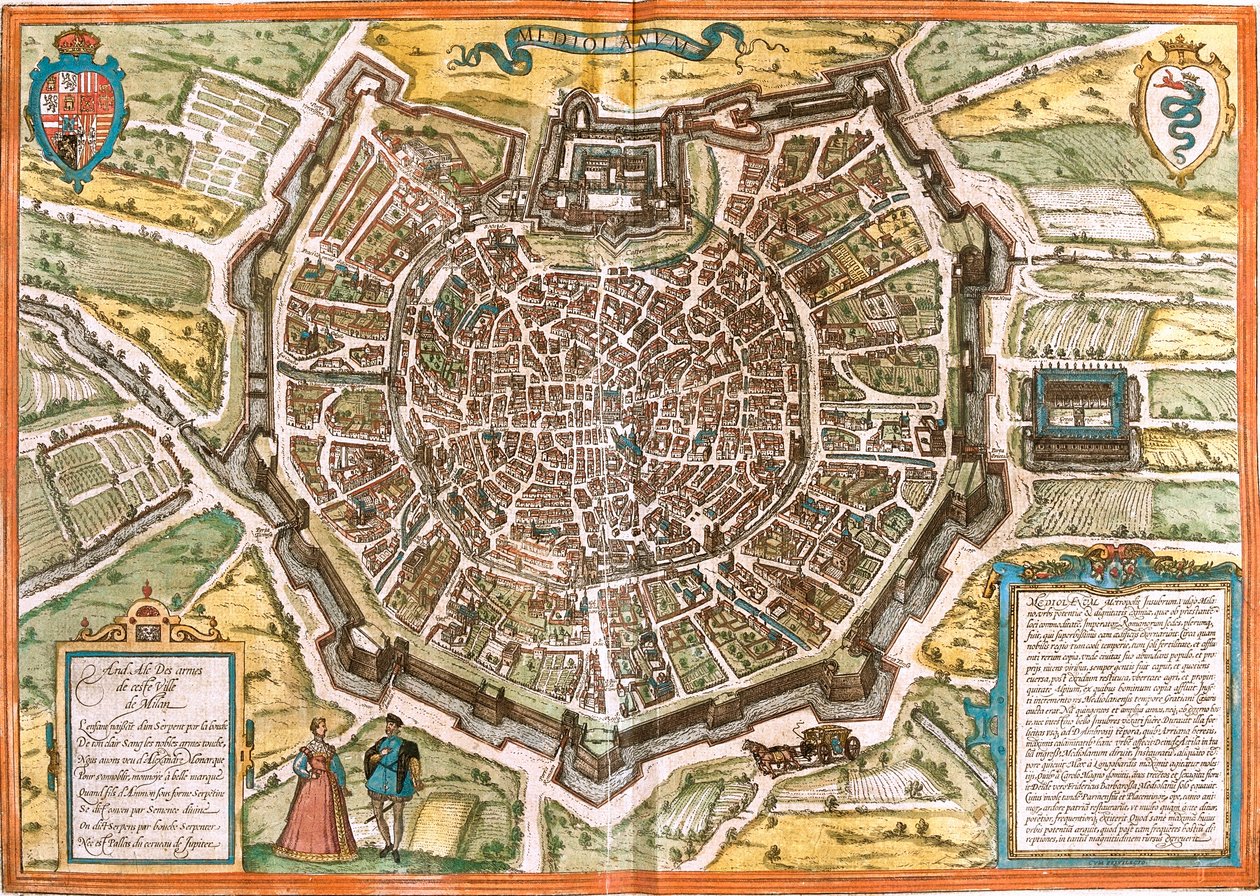 Plano de Milán (Mediolanum), Italia de Franz Hogenberg