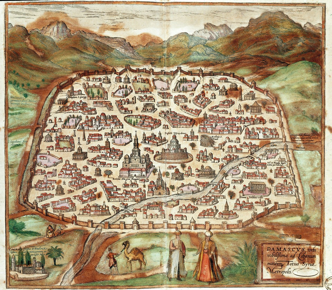Vista de Damasco - Siria (grabado) de Franz Hogenberg