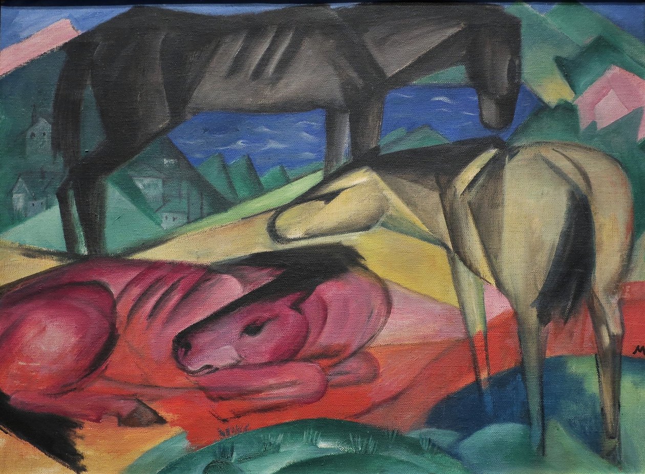 1913 Franz Marc Tres caballos II de Franz Marc