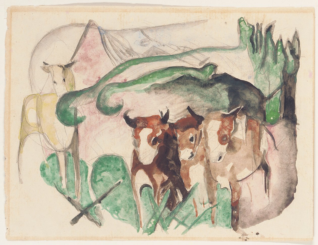 Animales en un paisaje de Franz Marc