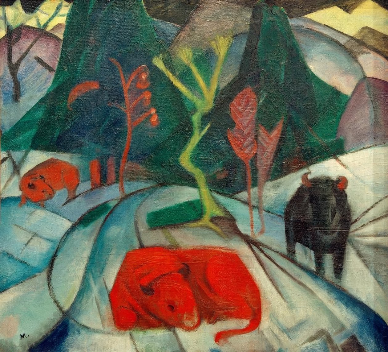 Bisonte en invierno (Bisonte rojo) de Franz Marc