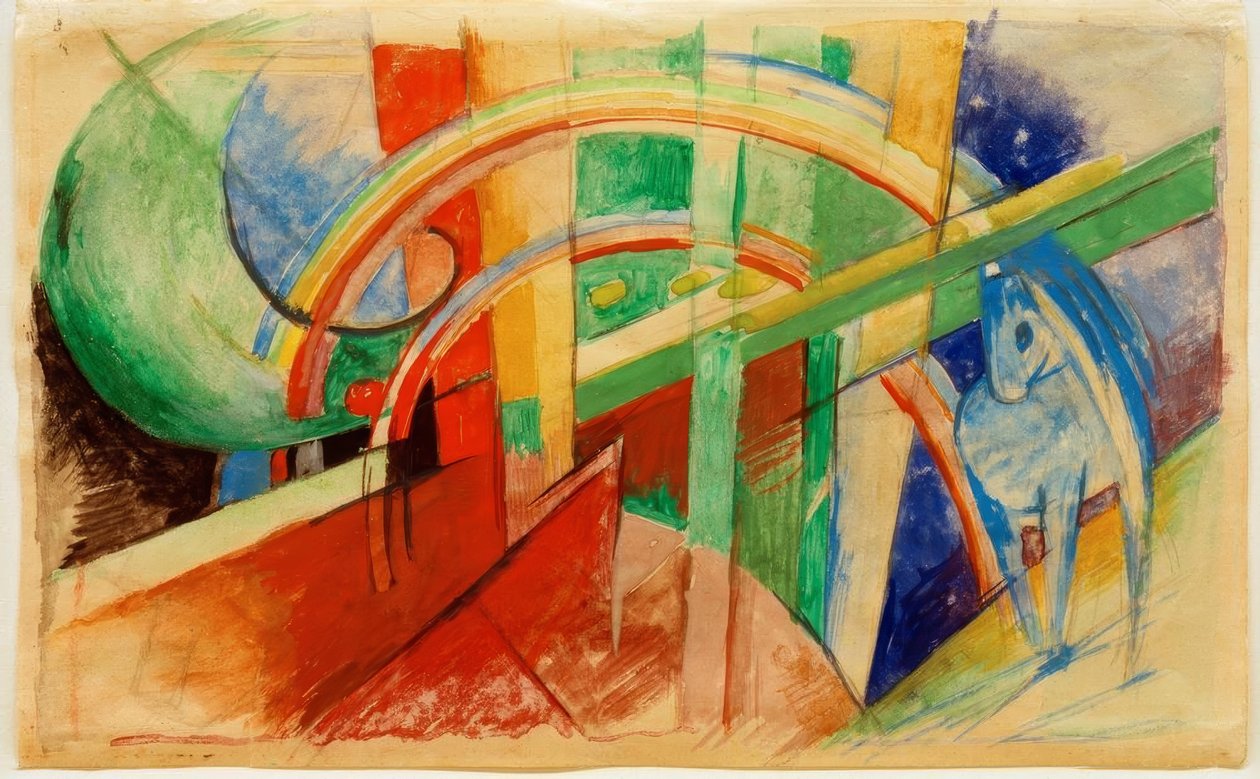 Caballo azul con arcoíris de Franz Marc