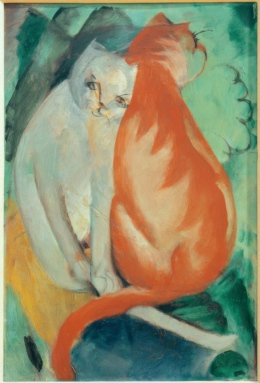 Gatos, rojo y blanco de Franz Marc