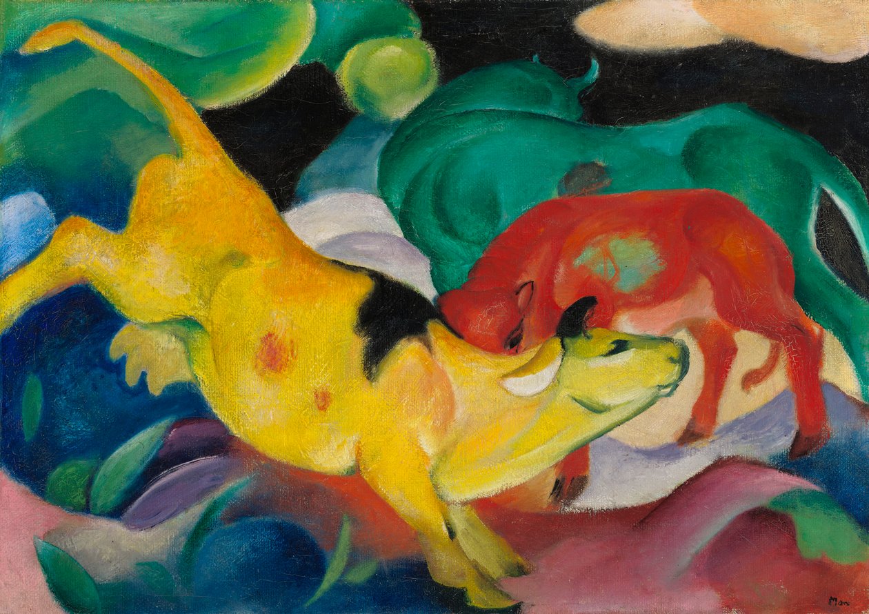 Vacas, rojas, verdes, amarillas. de Franz Marc