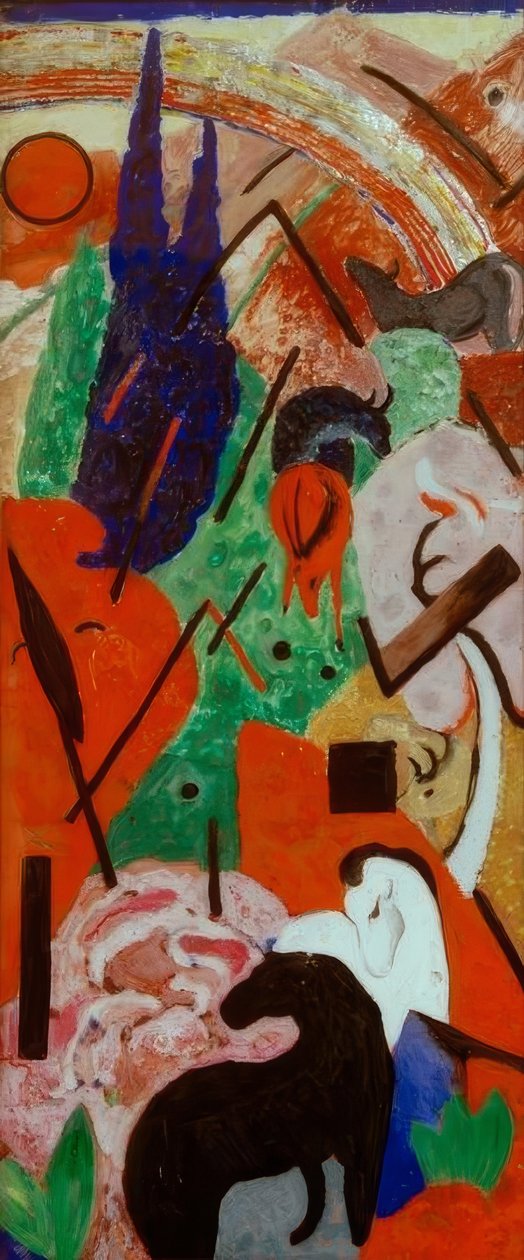 Paisaje con animales y arcoíris de Franz Marc