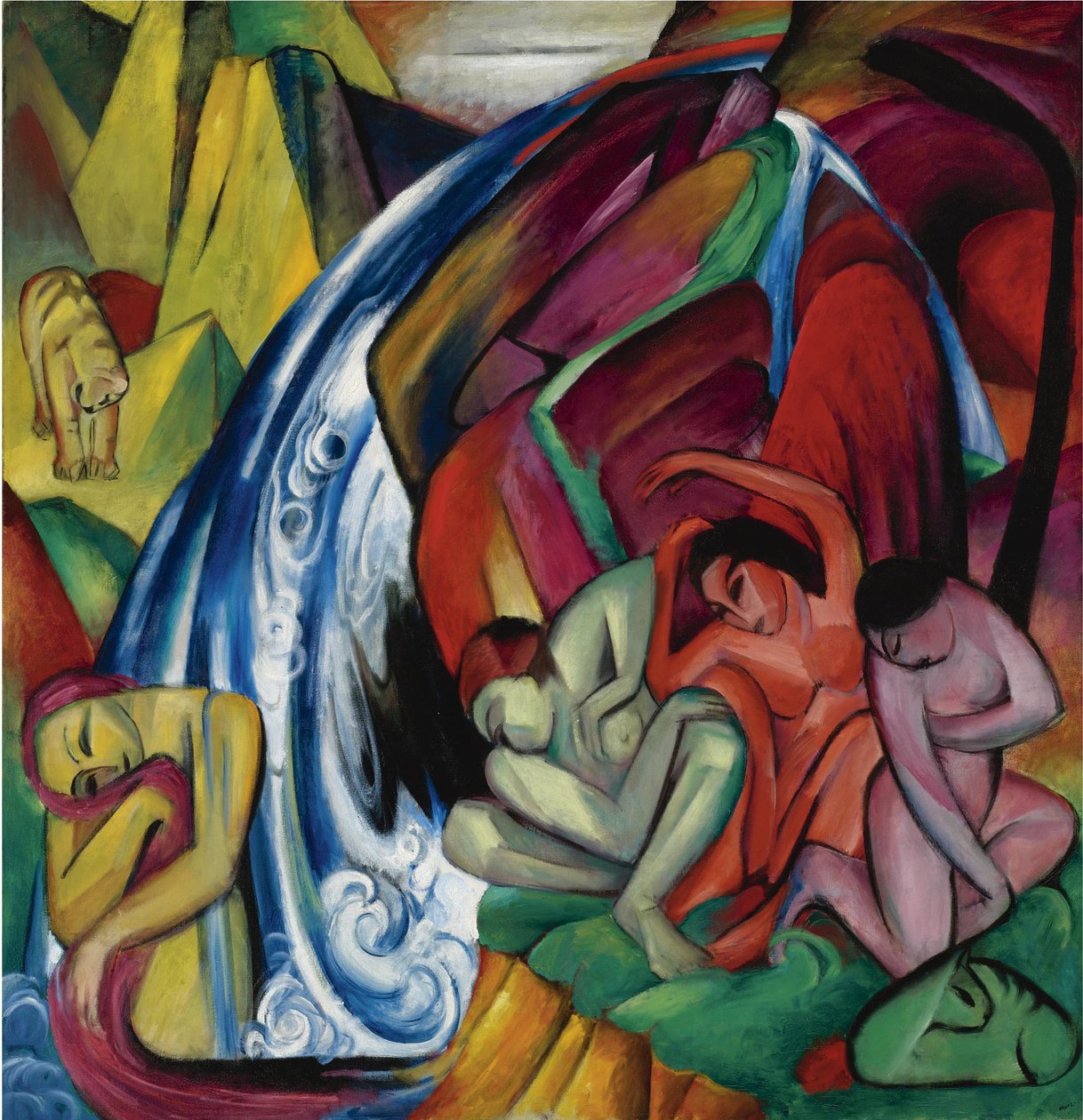 La cascada Mujeres bajo una cascada, 1912 de Franz Marc