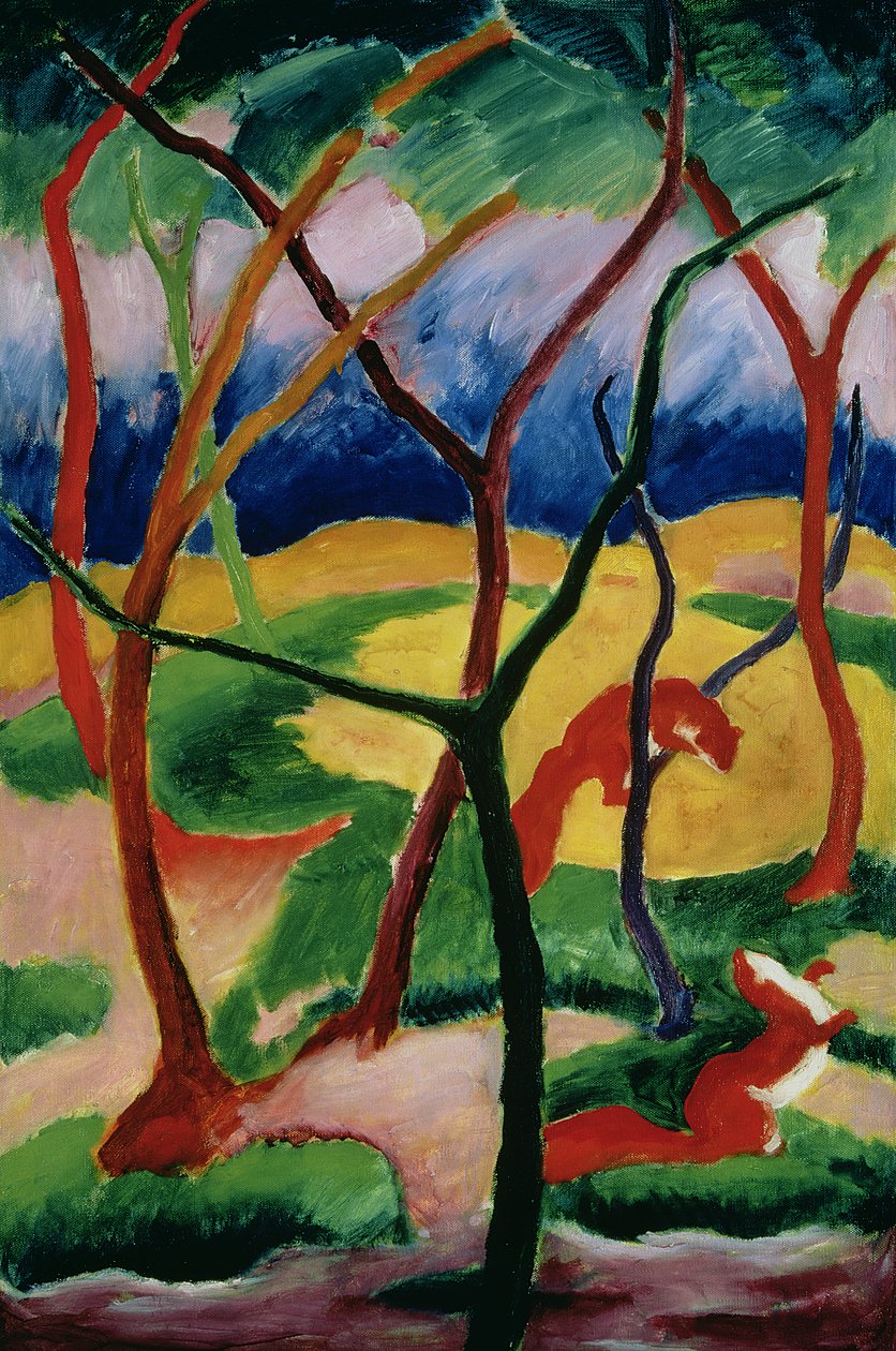 Comadrejas jugando, 1911 de Franz Marc