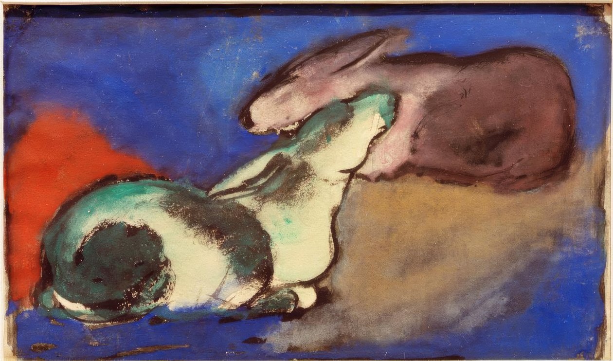 Dos liebres durmiendo de Franz Marc