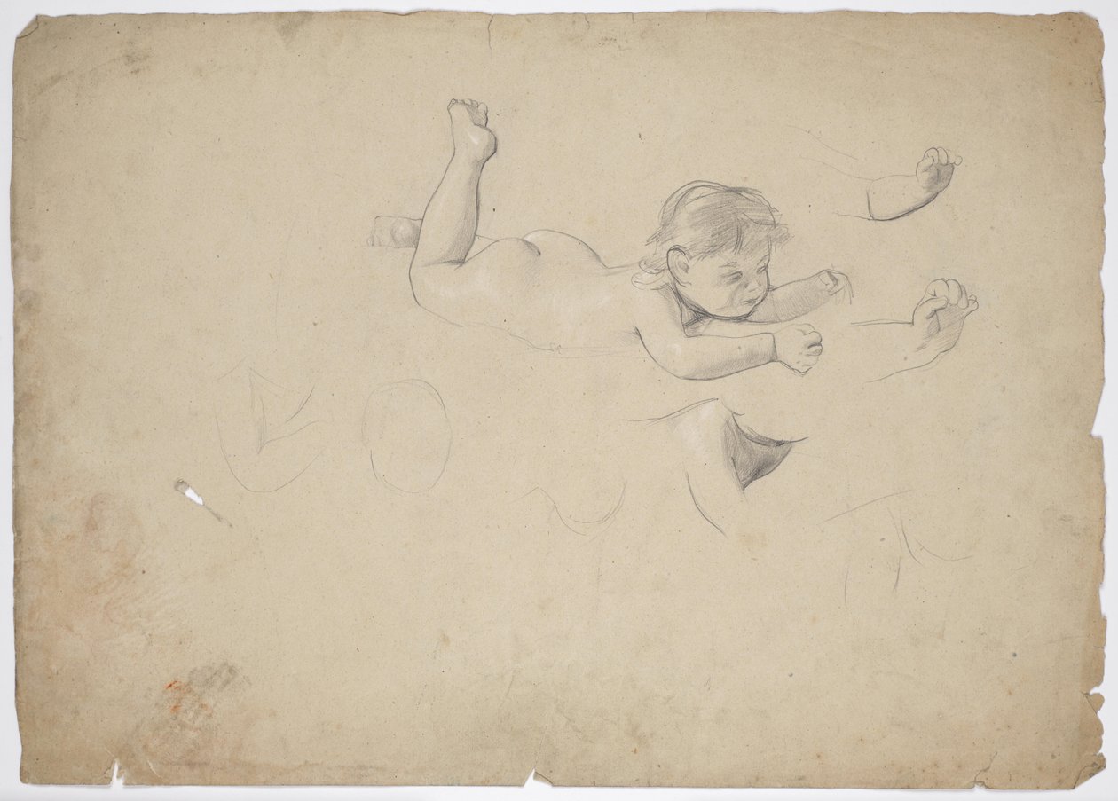 Estudios de desnudo de un bebé tumbado de Franz von Matsch