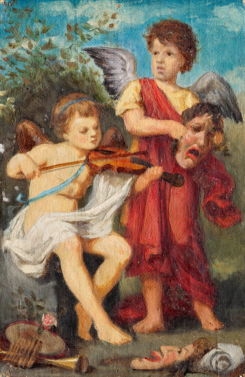 Putti músico con máscaras de Franz von Matsch