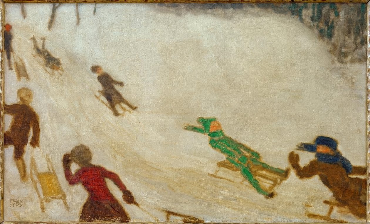 Niños en Trineo de Franz von Stuck