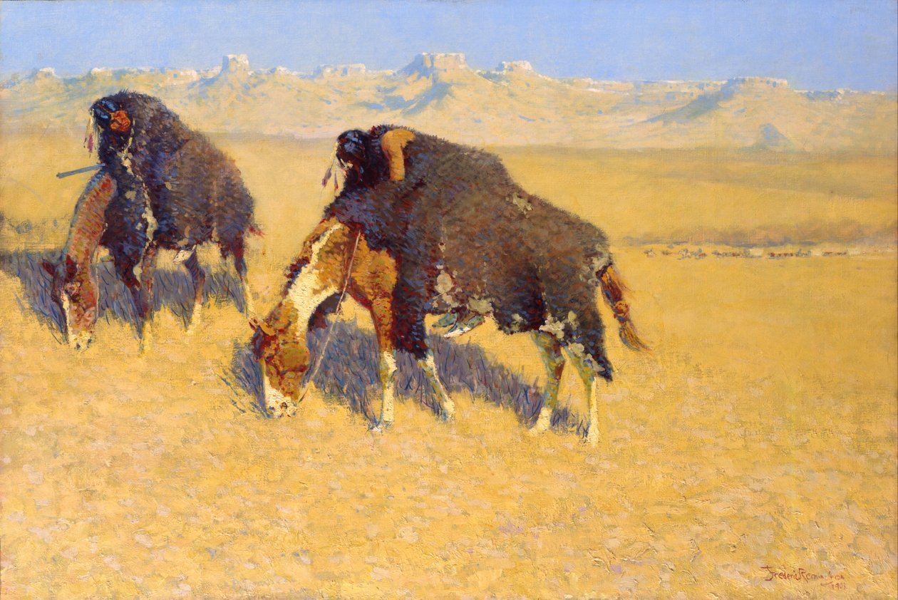 Indios simulando búfalos de Frederic Remington
