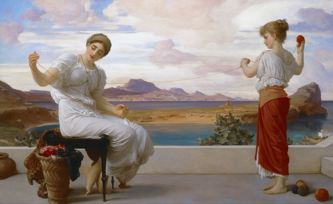 Enrollar la madeja de Frederic Leighton