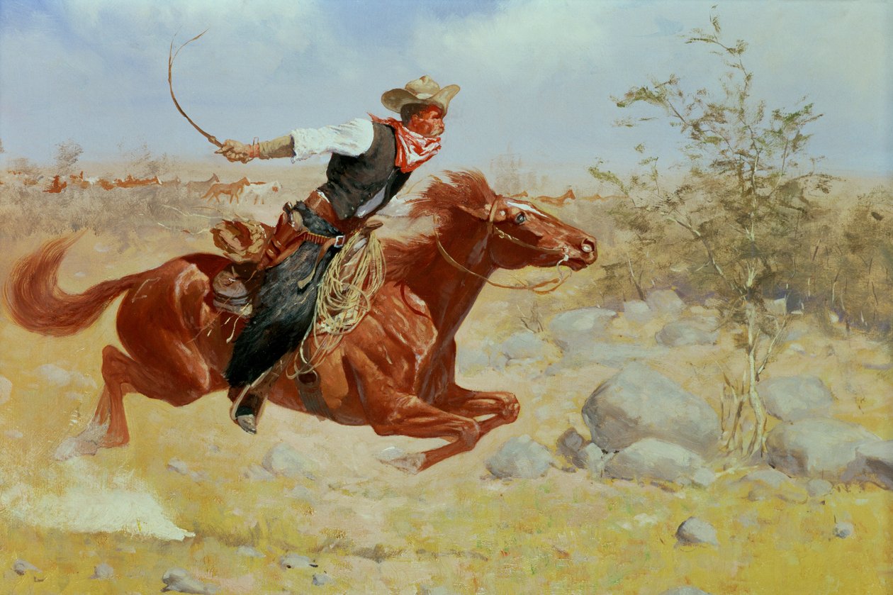 Jinete galopando, c.1890 de Frederic Remington