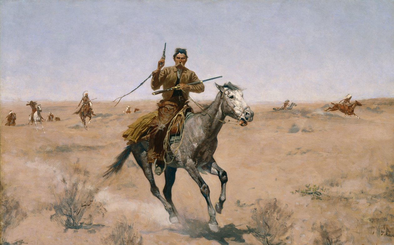El vuelo (Un pionero de Sage-Brush) 1895 de Frederic Remington