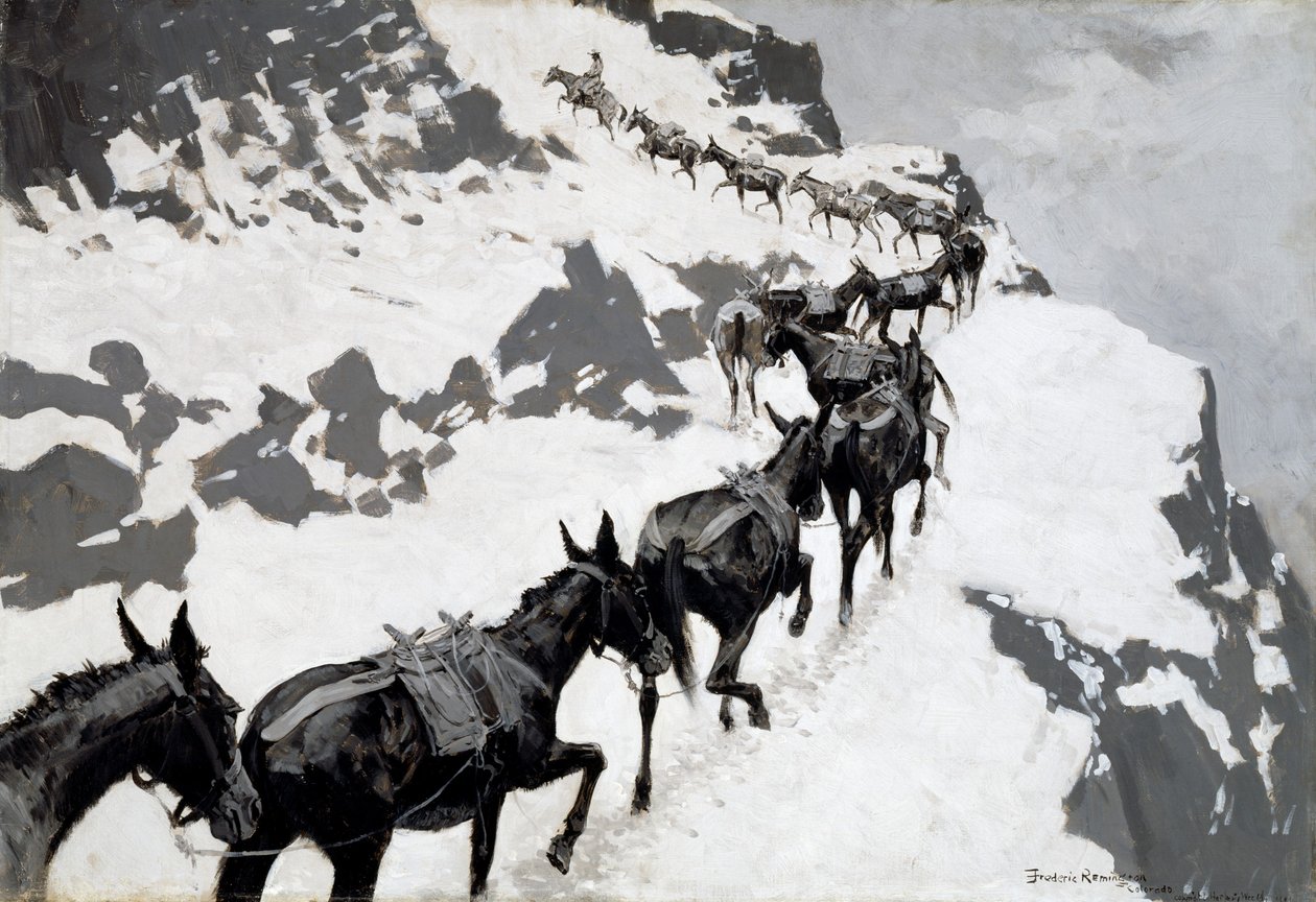 La manada de mulas de Frederic Remington