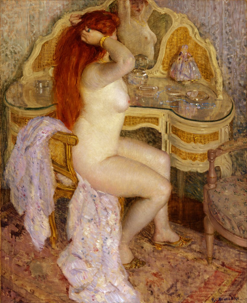 Desnudo sentado en su tocador de Frederick Carl Frieseke