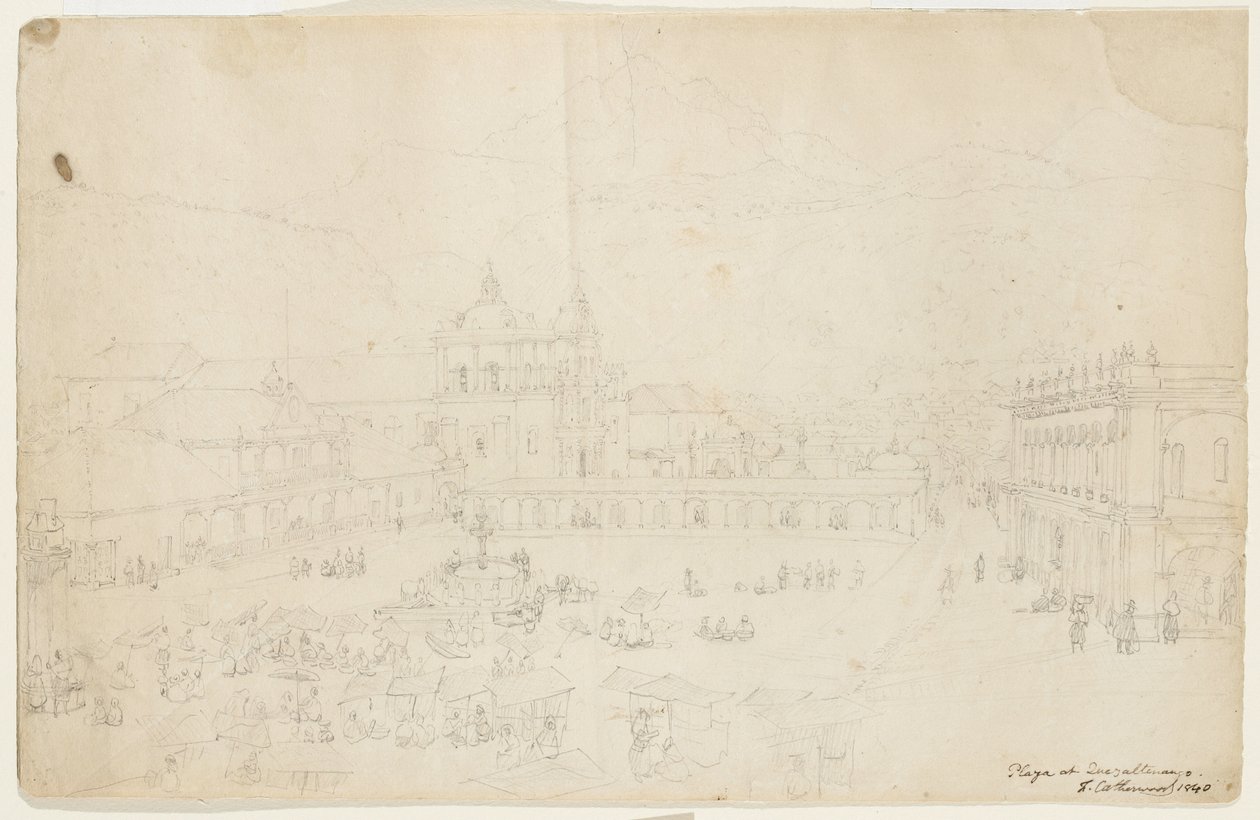 Plaza en Quezaltenango de Frederick Catherwood