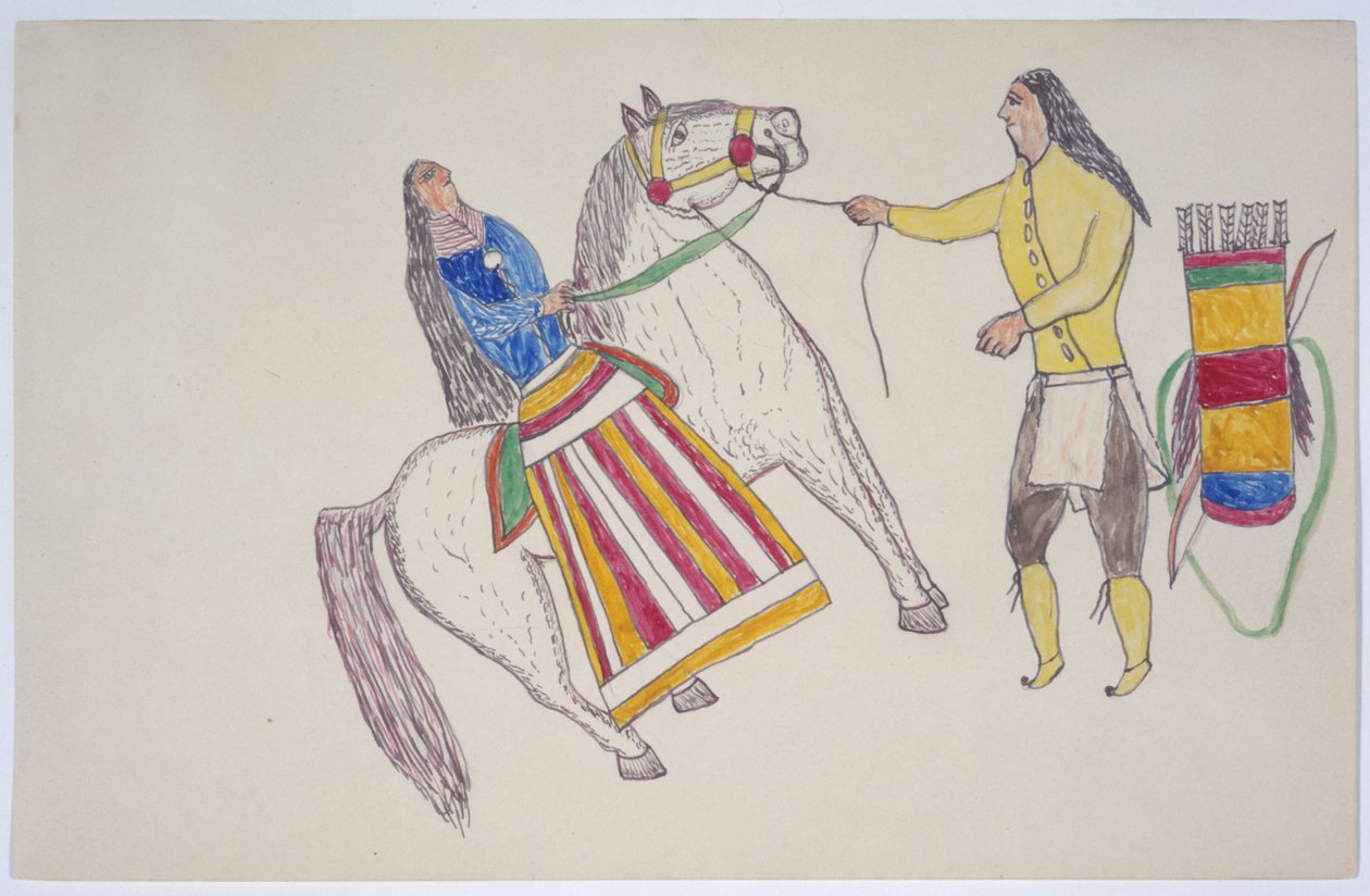 Hombre saluda a mujer a caballo de Frederick Gokliz
