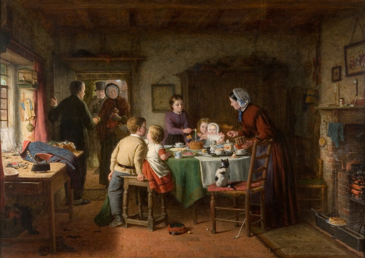 El Cumpleaños del Bebé, 1867 de Frederick Daniel Hardy