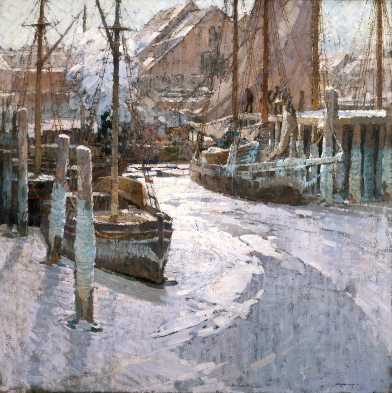 Ice Bound Vessels (óleo sobre lienzo) de Frederick John Mulhaupt