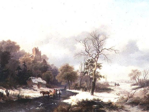 Viajeros en un paisaje invernal de Frederick Marianus Kruseman