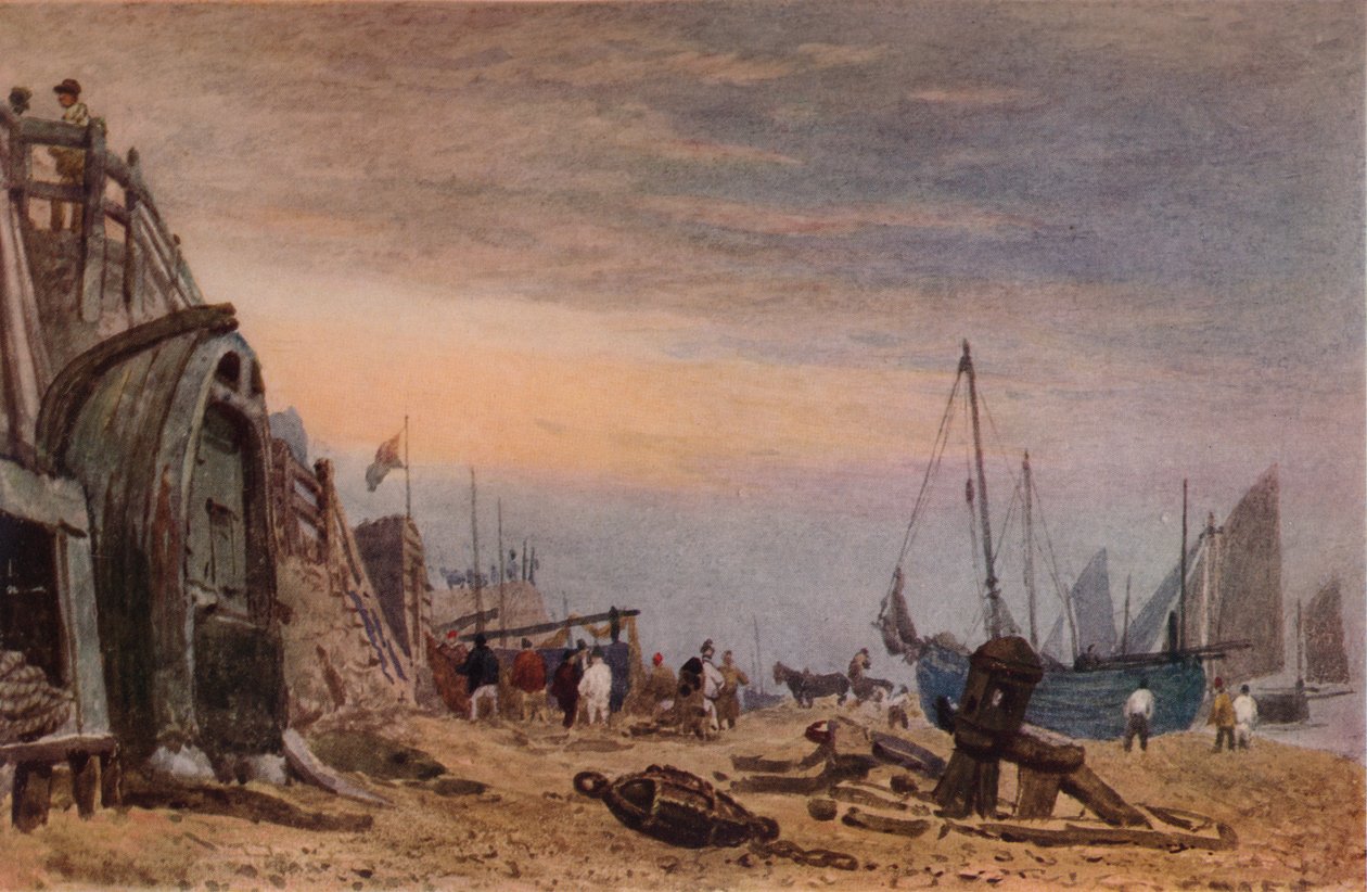 Playa de Brighton, Despejándose la Neblina, c1820 de Frederick Nash