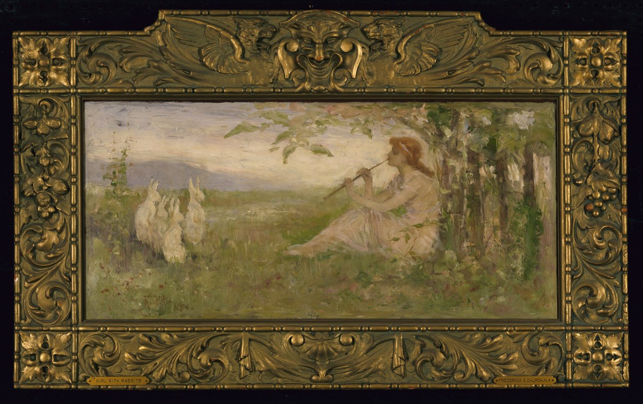 Niña con conejos, 1886 de Frederick Stuart Church