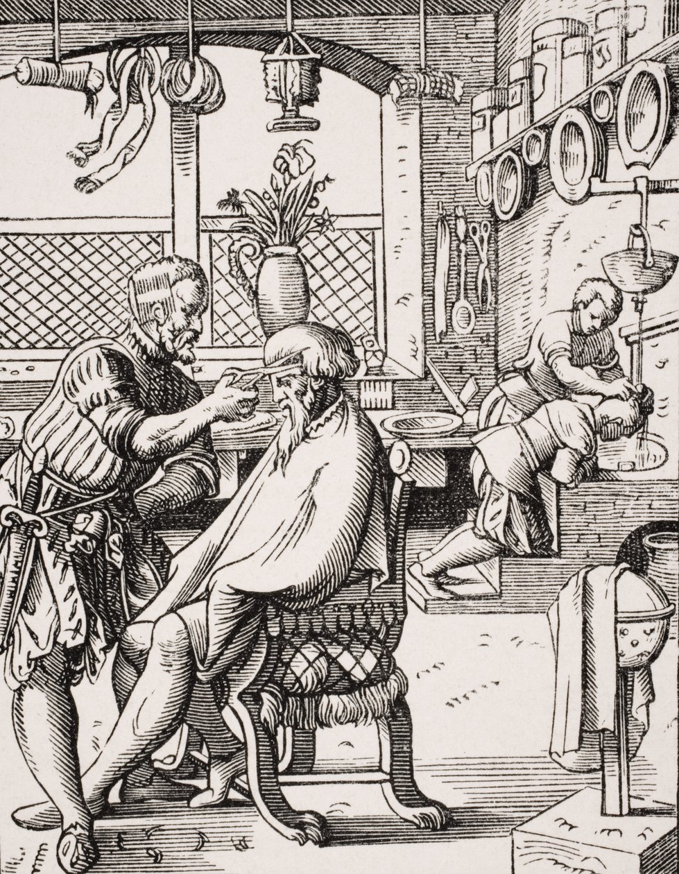 Barbero, reproducción de un grabado en madera de Jost Amman (1539-91) de 