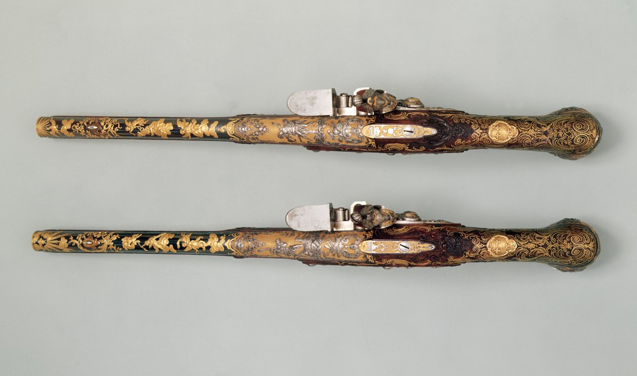 Pistolas de chispa, c.1690 de French School